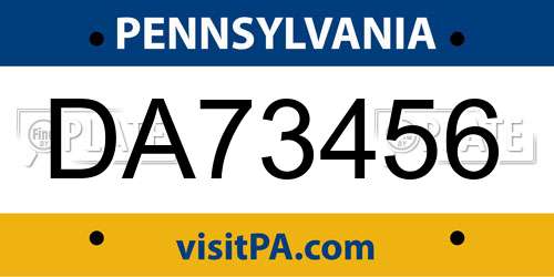 DA73456 Pennsylvania License Plate