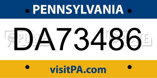 DA73486 Pennsylvania License Plate