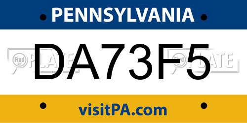 DA73F5 Pennsylvania License Plate