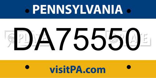 DA75550 Pennsylvania License Plate