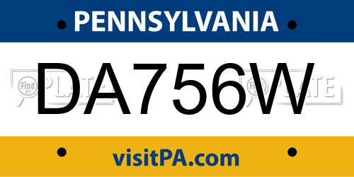 DA756W Pennsylvania License Plate