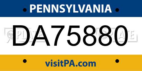 DA75880 Pennsylvania License Plate