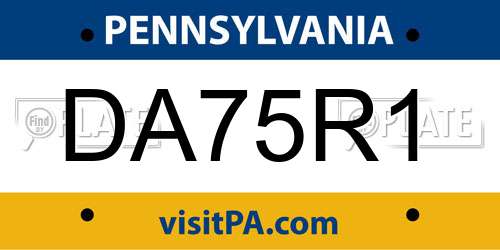 DA75R1 Pennsylvania License Plate