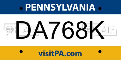 DA768K Pennsylvania License Plate