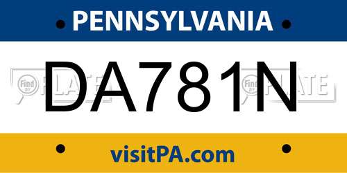 DA781N Pennsylvania License Plate