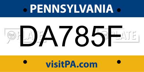 DA785F Pennsylvania License Plate