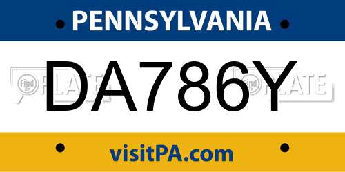 DA786Y Pennsylvania License Plate