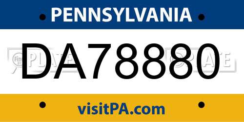 DA78880 Pennsylvania License Plate