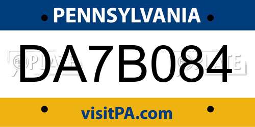 DA7B084 Pennsylvania License Plate