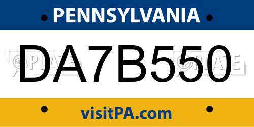 DA7B550 Pennsylvania License Plate