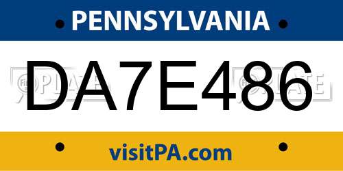 DA7E486 Pennsylvania License Plate