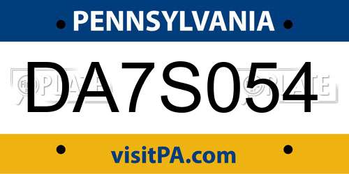 DA7S054 Pennsylvania License Plate