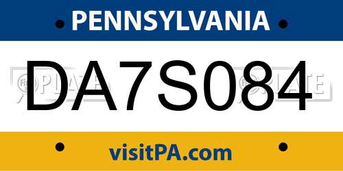 DA7S084 Pennsylvania License Plate