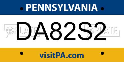DA82S2 Pennsylvania License Plate