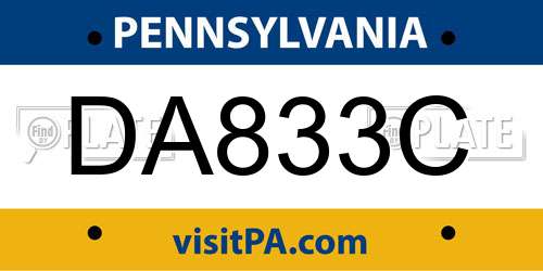 DA833C Pennsylvania License Plate