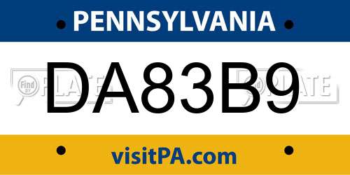 DA83B9 Pennsylvania License Plate