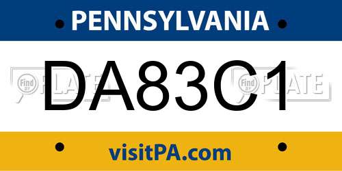DA83C1 Pennsylvania License Plate