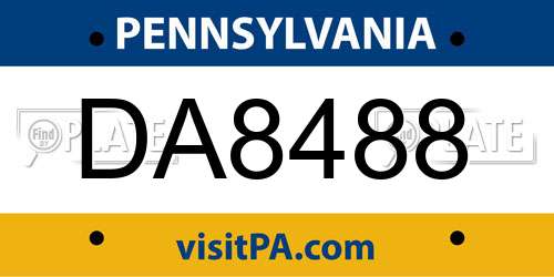 DA8488 Pennsylvania License Plate