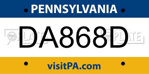 DA868D Pennsylvania License Plate