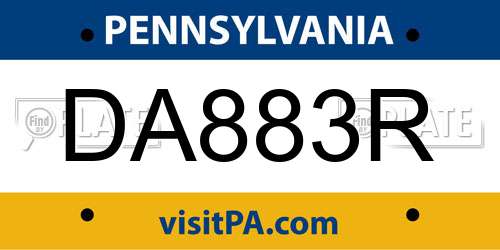 DA883R Pennsylvania License Plate