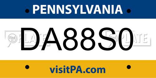 DA88S0 Pennsylvania License Plate