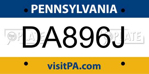 DA896J Pennsylvania License Plate
