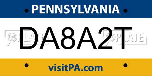 DA8A2T Pennsylvania License Plate