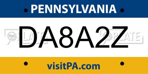 DA8A2Z Pennsylvania License Plate