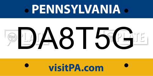 DA8T5G Pennsylvania License Plate
