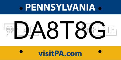 DA8T8G Pennsylvania License Plate