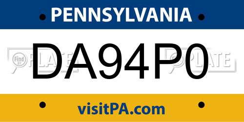 DA94P0 Pennsylvania License Plate