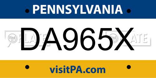 DA965X Pennsylvania License Plate