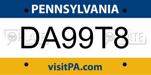 DA99T8 Pennsylvania License Plate