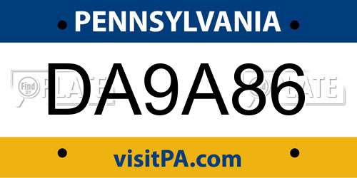 DA9A86 Pennsylvania License Plate