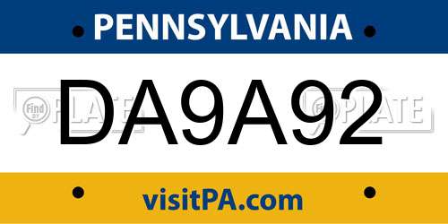 DA9A92 Pennsylvania License Plate