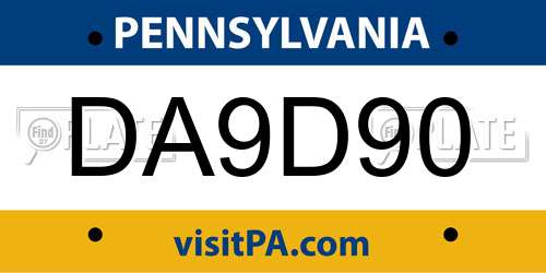 DA9D90 Pennsylvania License Plate