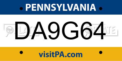 DA9G64 Pennsylvania License Plate