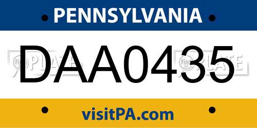 DAA0435 Pennsylvania License Plate