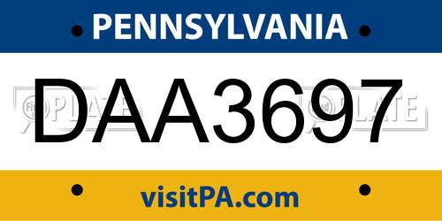 DAA3697 Pennsylvania License Plate