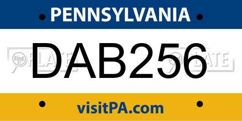 DAB256 Pennsylvania License Plate