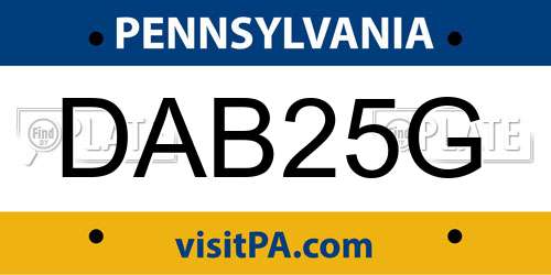 DAB25G Pennsylvania License Plate