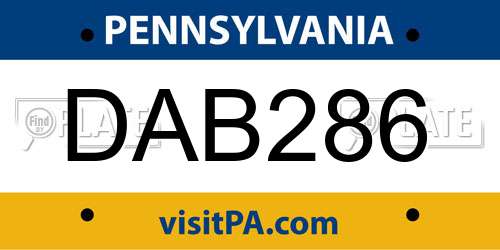 DAB286 Pennsylvania License Plate