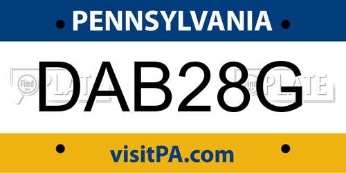 DAB28G Pennsylvania License Plate