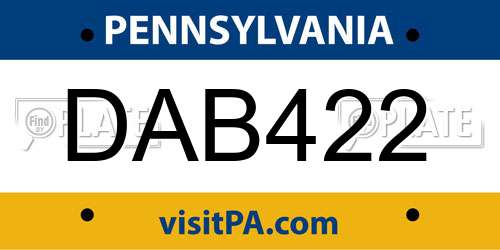 DAB422 Pennsylvania License Plate