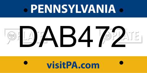 DAB472 Pennsylvania License Plate