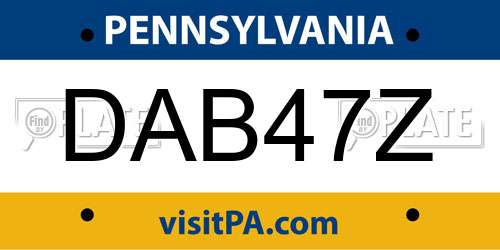 DAB47Z Pennsylvania License Plate