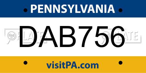 DAB756 Pennsylvania License Plate