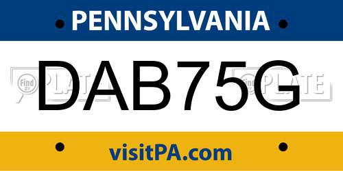 DAB75G Pennsylvania License Plate