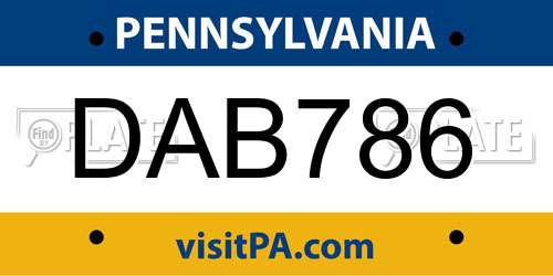 DAB786 Pennsylvania License Plate
