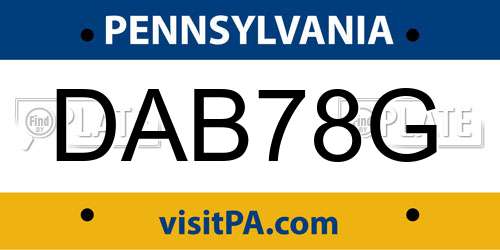 DAB78G Pennsylvania License Plate